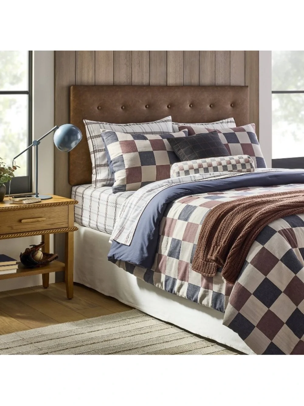 Studio McGee Queen 300Thread Count Sheet Set , Merrow Edge Plaid